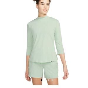 NWT Nike Dri-Fit UV Ace Mock Neck Golf Top Mint Green Ribbed Long Sleeve- Medium